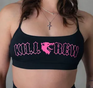 Kill Crew Black Sports Bra with Pink Logo thumbnail 1