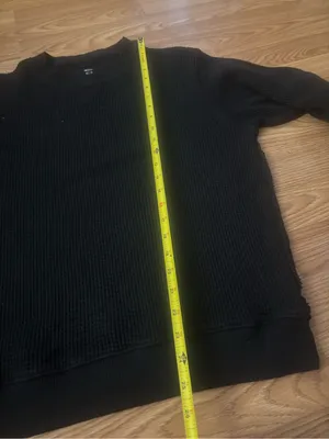 Aerie Black Waffle Knit Crewneck Sweater Size XS thumbnail 4