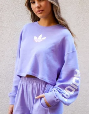 NWOT Adidas Originals Streetball Streetwear Cropped Oversized Sweatshirt Purple thumbnail 1