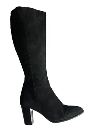 Lavorazione Antigiana Black Italian Suede Leather Heeled Tall Boots Size 9 thumbnail 1