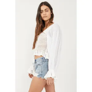 new sz Large L FREE PEOPLE MEGAN CROCHET TOP IVORY WHITE VICTORIAN OPEN BACK thumbnail 3