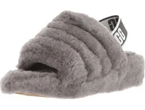 Ugg Sz 7 Oh Yeah Fluffy Double Strap Flat Slippers‎ Slides Sandals in Grey thumbnail 1