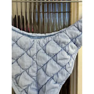 Frankies Bikinis Light Blue Quilted High‎ Cut Bikini Bottom Size Medium thumbnail 3