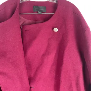 Ann Taylor Tie Waist Balloon Sleeve Wool Blend Coat Mulberry Size XXL thumbnail 8