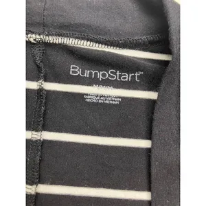BumpStart Womens Maternity‎ Cardigan Medium Black White Striped Open Front Rayon thumbnail 2