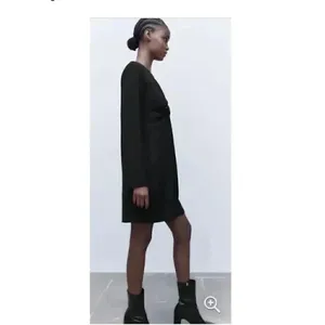 ZARA Black SHORT DRAPED DRESS Long Sleeves V-Neck Women’s Minimalist SZ S #1669 thumbnail 2