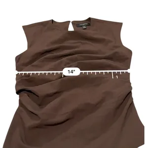 Banana Republic Top Womens 4 Brown Ruched Draped Sleeveless Keyhole Blouse NEW thumbnail 7