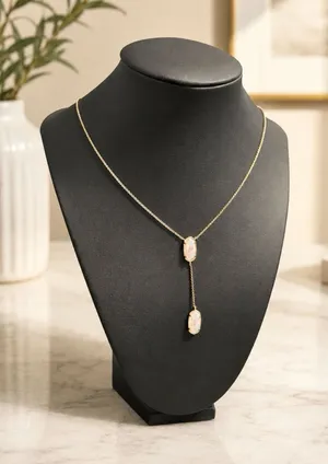Kendra Scott Framed Elisa Gold Y Necklace in Iridescent Drusy thumbnail 1
