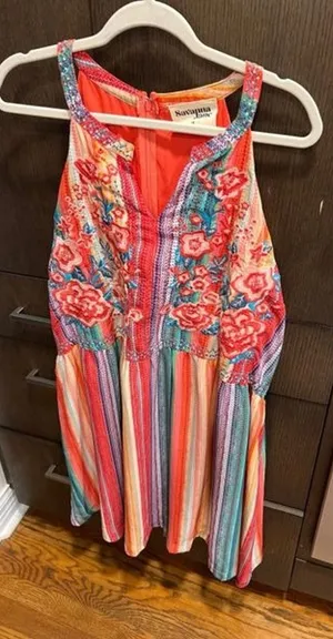 Savannah Jane Dress Embroidered Floral Womens 2XL Pink Rodeo Queen Lined Summer thumbnail 1