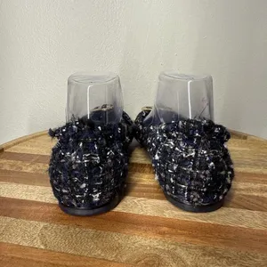 TORY BURCH Serena Reva Rare Navy White Boucle Tweed Ballet Flat Sz 8.5 $225‎ thumbnail 3