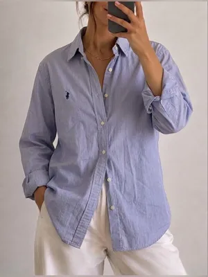 Ralph Lauren Oversized Striped Button Down Shirt Size Medium Large Women’s thumbnail 1