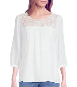 Anthropologie Fig And Flower Gauzy Top White Size XL Boho Cottagecore Coastal thumbnail 1
