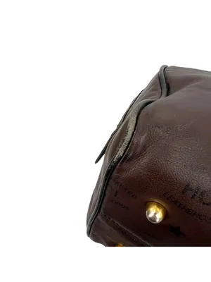 HCL Vintage 80s 90s Brown Leather Monogram Handbag Luxury Classic thumbnail 12