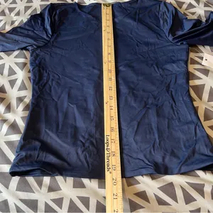 Ophelia Roe Navy Fitted Short Sleeve Double Layered Nylon‎ Crew Neck T-Shirt S thumbnail 10