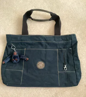 Rare Vintage Kipling Navy Shopper Tote School Work Laptop Bag with Keychain thumbnail 1