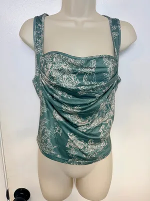 Cider Sage Green Toile Square-Neck Crop Top thumbnail 3