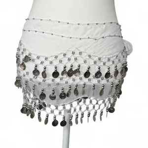 Belly Dancing Hip Scarf Wrap Skirt White thumbnail 2