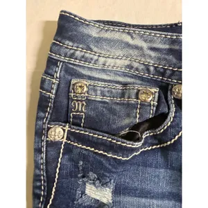 Miss Me Curvy Skinny Distressed Jeans Medium Wash Raw Hem M584B Size 33 thumbnail 4
