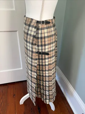 Vintage 100% Wool‎ Scottish Plaid Scotland Kilt Pleated Midi Skirt size 38 thumbnail 4