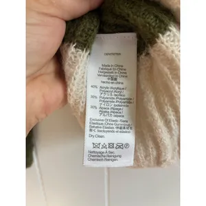 Madewell Womens XS Alpaca Blend Striped Crewneck Sweater Green Cream thumbnail 4