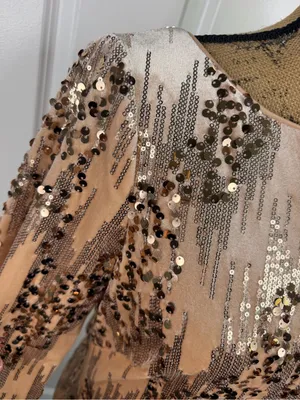 Eliza J Size 12 Rose Gold Sequin 3/4 Sleeve Cocktail Party Dress NWOT thumbnail 5