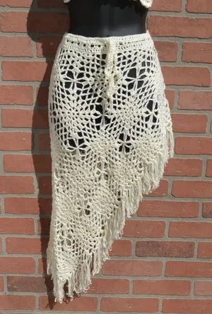 Crochet Two Piece Beach Set Size Small White thumbnail 5