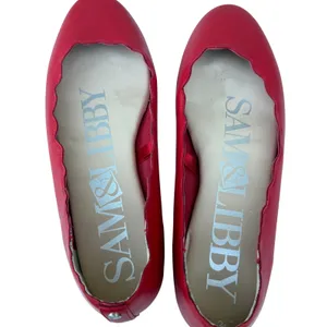 Sam & Libby Womens Scalloped Ballet Flats Red Round Toe Slip On Shoes Size 9.5 thumbnail 8