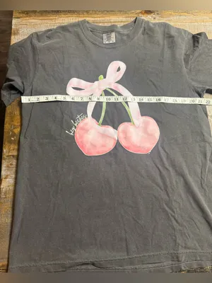 Comfort Colors Pepper Tee with Pink Cherry Bow Graphic thumbnail 5