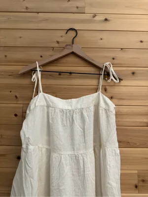 Abercrombie & Fitch Large Cotton Tiered Mini Dress Bride Wedding Natural Prairie thumbnail 2