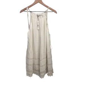 Alice + Olivia Danna Tie-Strap Short Dress Crochet Embroidered White Size Large thumbnail 7