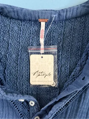 NWT Free People Sachi Denim Blue‎ Boho Cottage Ruffle Cotton Mini Dress thumbnail 6