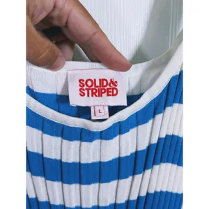 Solid & Striped Womens Ribbed Midi Dress Large Blue White Stripe Resort Beachy thumbnail 5
