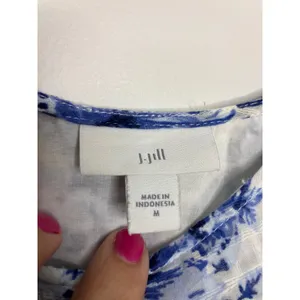 J. Jill Maxi Dress Womens M Blue Floral Cotton Sleeveless Pockets Excellent thumbnail 5