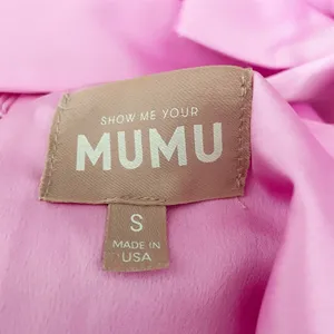 Show Me Your Mumu Garden Midi Dress Ruffle Square Neck Pink Luxe Satin Small thumbnail 2