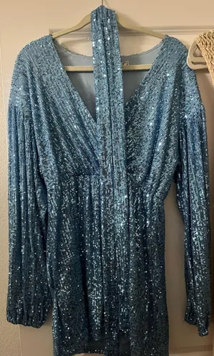 Princess Polly Sequin wrap mini dress thumbnail 1