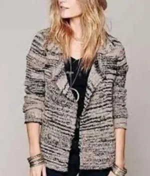 Free People Womens Zebra Yarn Double Breasted‎ blazer Size S thumbnail 14