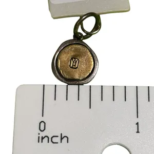 Waxing Poetic Initial N Charm Mixed Metal Sterling Silver Brass Wax Seal Pendant thumbnail 2