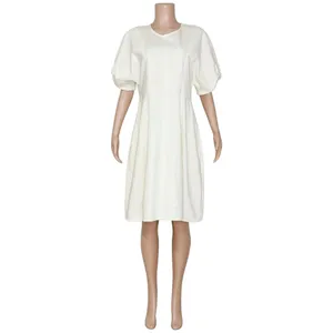 COS Puff Sleeve Organic Cotton Denim Mini Dress, White, 12 (US) thumbnail 12