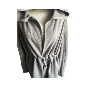 Beyond Yoga-On the go-Cozy Taupe Jacket-size large The first three stock photos are the actual color of the jacket, I had a hard time capturing the exact color in my pictures. Soft and warm taupe jacket. Ideal for comfort and style Open front Cinched waist Hooded Side pockets 67% cotton and 33% polyester Excellent condition thumbnail 4