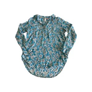 Pilcro Anthropologie Leilani Tunic Top Womens XS Blue Button Down Boho Western thumbnail 4