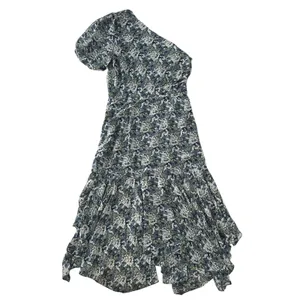 ASTR The Label Santorini Dress Medium Green‎ Blue Floral One Shoulder Midi thumbnail 7