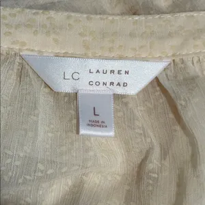 LC Lauren Conrad Button Front Tiered Long Sleeve Mini Shirt Dress Sz L thumbnail 8
