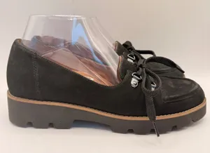 Vionic Teagan Black Suede Lug Sole Platform Loafers Womens Size 7 Moc Toe Lace thumbnail 1