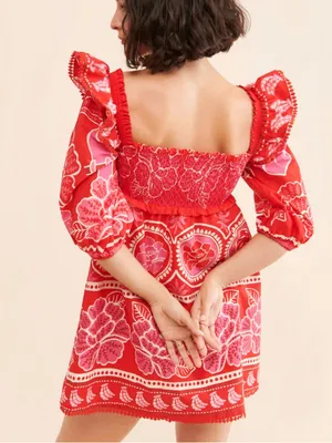 Farm Rio Summer Sunrise Square-Neck Mini Dress thumbnail 4