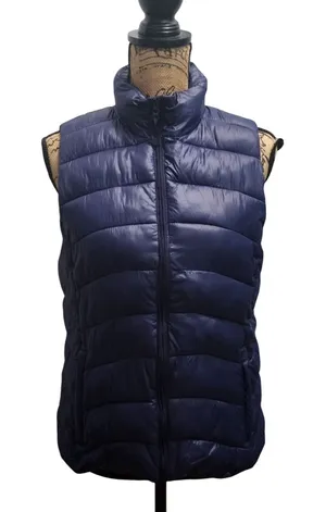 LOFT Women's Navy Blue Puffer Vest‎ Sleeveless Quilted Lightweight Coat thumbnail 1
