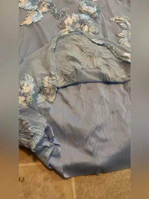 Light Blue Floral Appliqué Maxi Dress with Tie Shoulders thumbnail 7