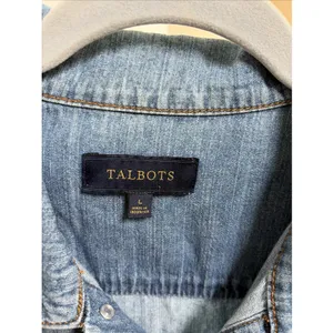 Talbots Classic Denim Trucker Jacket Womens Size L Blue Light Wash 100% Cotton thumbnail 4