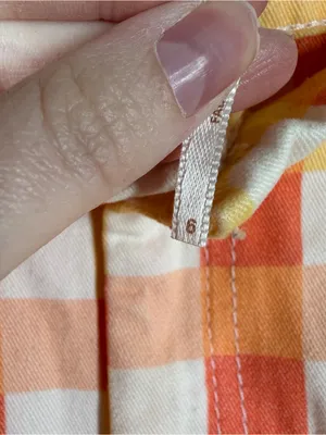 Free People Orange White She’s All That Plaid High Rise Pants thumbnail 4