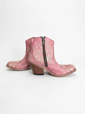 Dan Post Helena Pink Western Boho Ankle Boots Distressed Leather 7M #DPP 5626 thumbnail 2
