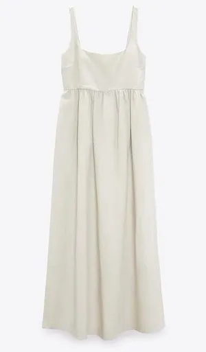 Zara Cream Scoop Neck Sleeveless Gown thumbnail 1